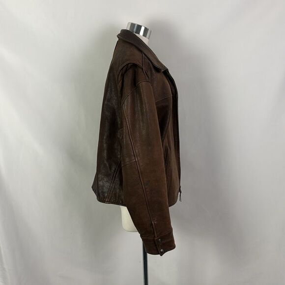 Banana Republic Vintage Mens Leather Bomber Jacket - Picture 2 of 4
